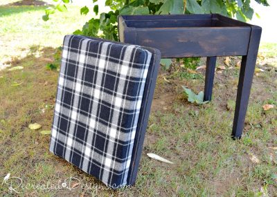 flannel plaid fabric storage bench/game table