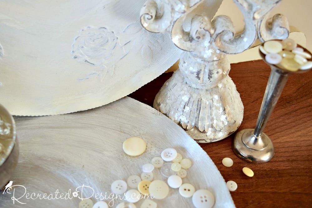 Silver Tray Makeover with Spray Paint and Doily - Color Me Thrifty