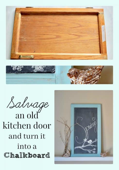 Turning a salvaged cabinet door into a chalkboard